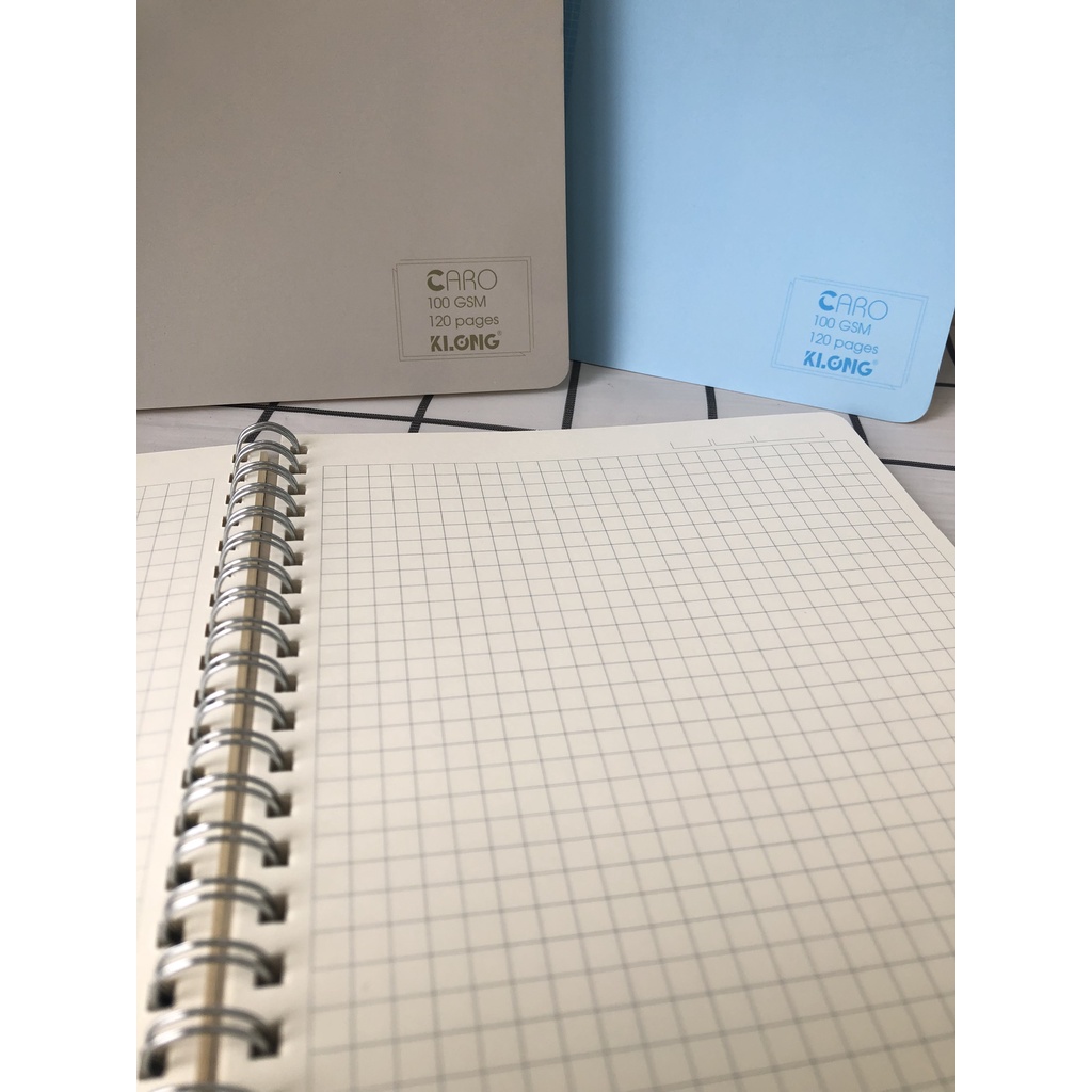 Vở Klong A5 Caro 120 trang bìa nhựa lò xo kép bìa màu Pastel - tập sổ Klong
