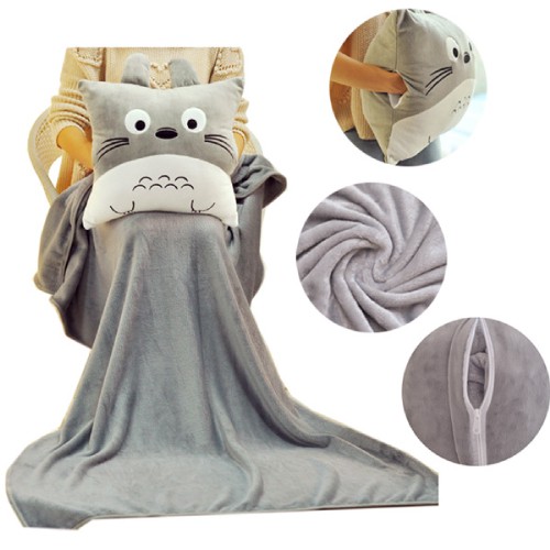 Mền gối Totoro 3 trong 1 kích thước mền 1.1x1.7m Bộ Chăn Gối văn phòng Anvihome