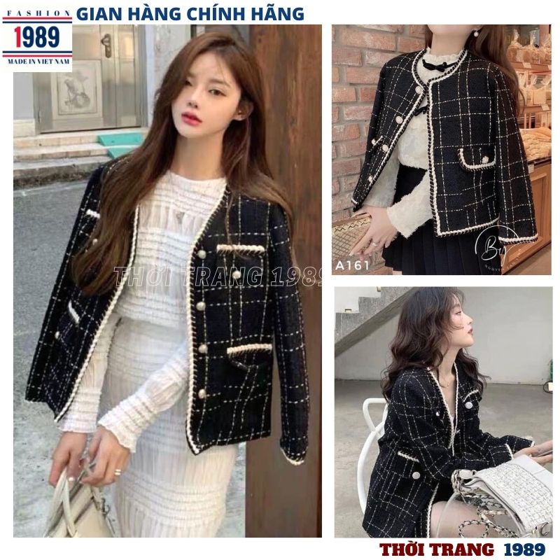 Áo dạ hàn quốc kẻ caro viền 2 lớp tiểu thư bánh bèo dễ thương ulzzang -PHƯƠNG 1989
