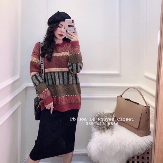 ÁO LEN THỔ CẨM MẪU 3 ( ÁNH ĐỎ)