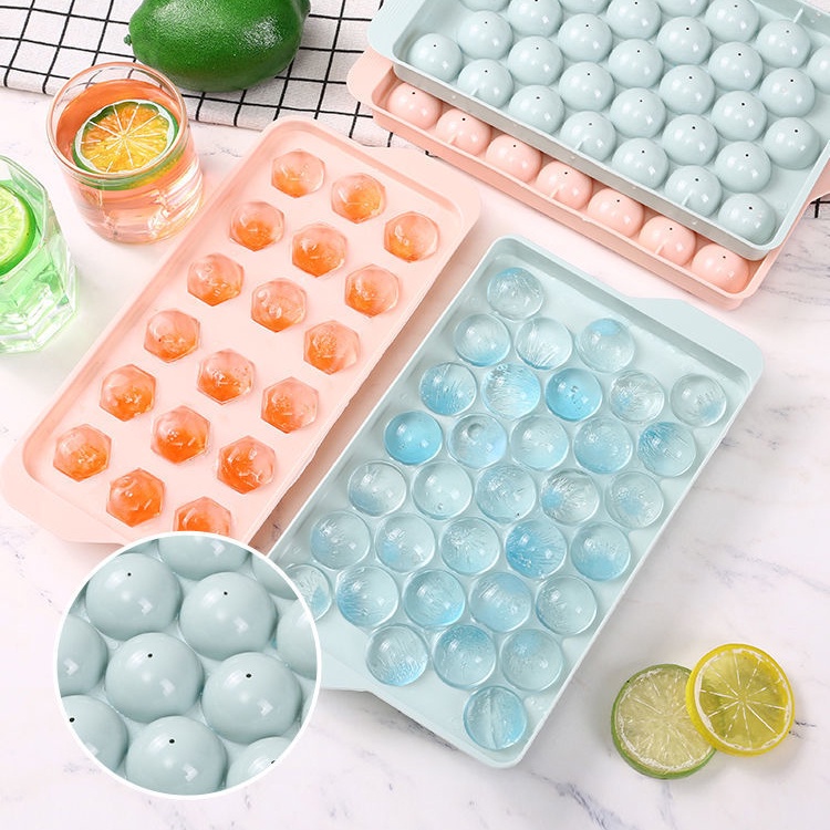 Khay làm đá tròn 33 viên, khuôn làm thạch tròn cỡ lớn