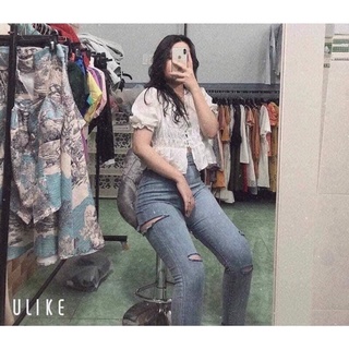 Quần jeans bigsize rách lưng cao - quần bigsize cạp cao form ôm 60kg-98kg