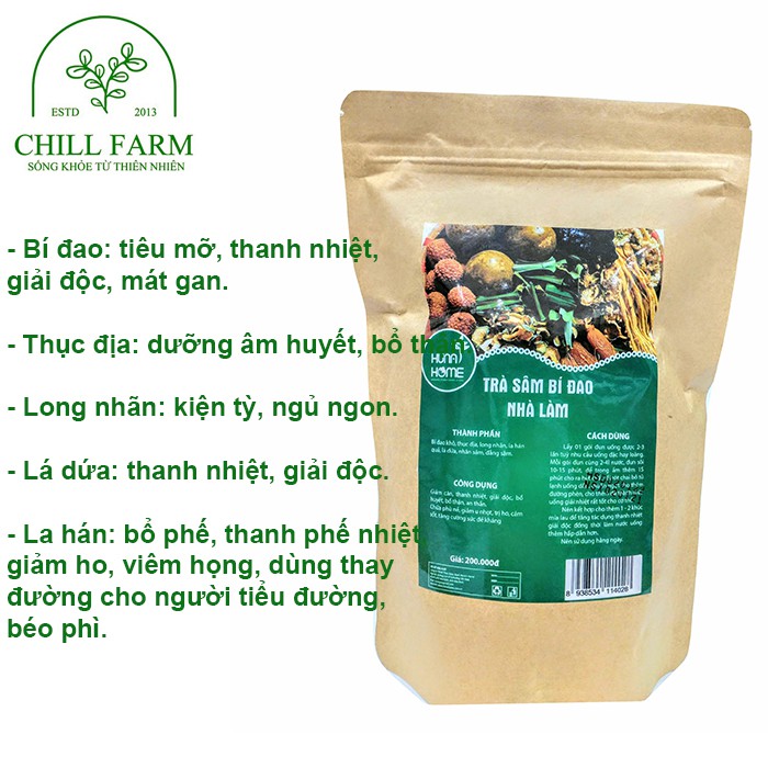 Set Trà Sâm Bí Đao, Quả La Hán Thanh Nhiệt, Mát Gan Giải Độc Nấu 2-4 Lít, Trà Sâm Bí Đao Sạch Nhà Làm