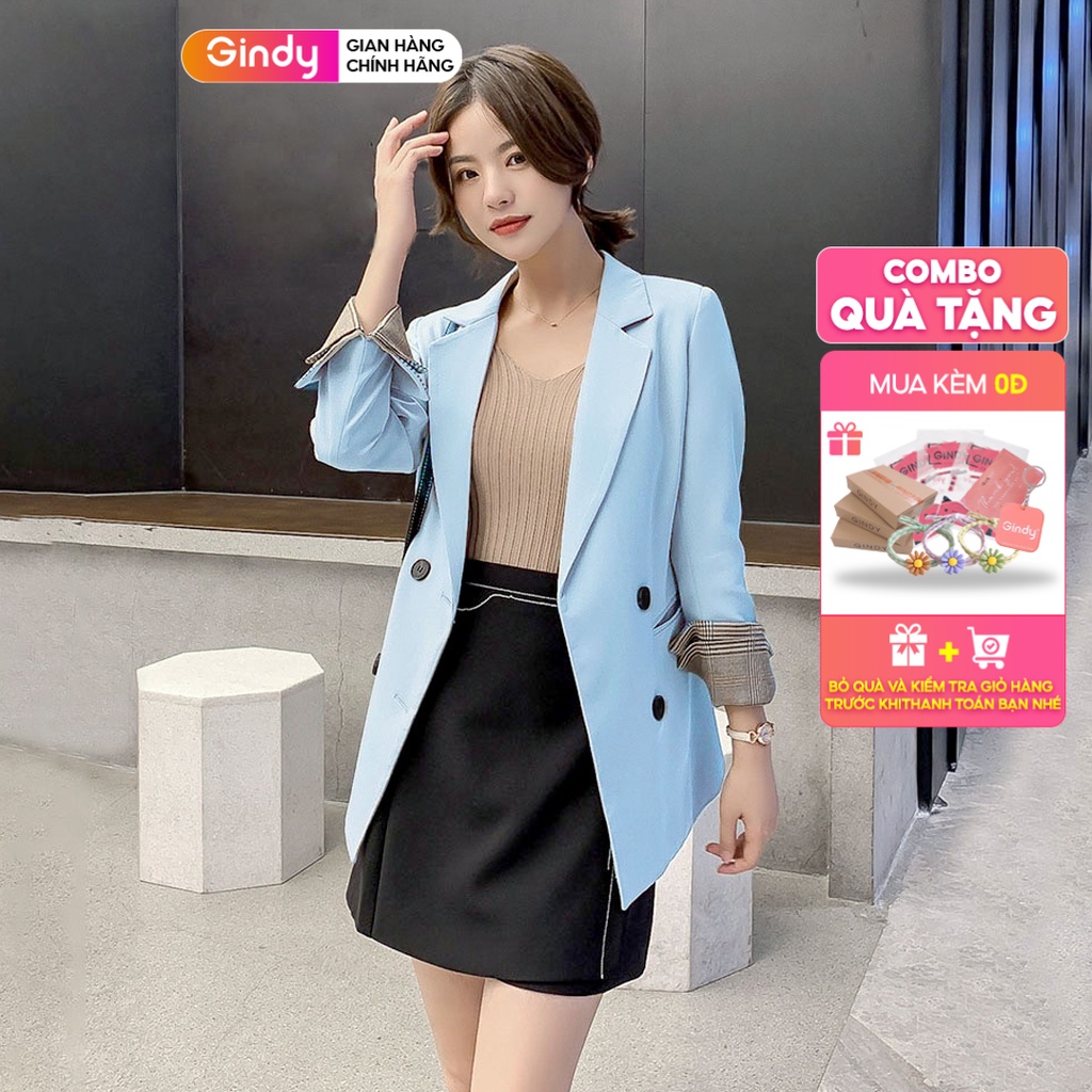 Áo blazer nữ GINDY vest tay kẻ 2 lớp nhiều màu phong cách Hàn Quốc A301