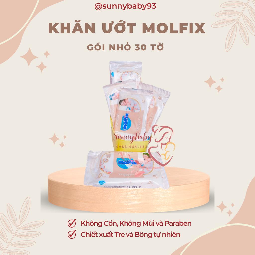 Khăn Ướt Trẻ Em Molfix, Khăn Lau Bỏ Túi Cho Bé Từ Thiên Nhiên, Không Paraben Không Mùi Không Cồn Gói 30 tờ
