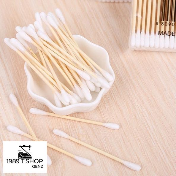 Tăm Bông Thân Gỗ, Tăm Bông Ráy Tai Thân Thiện Với Môi Trường Bịch 100 Que