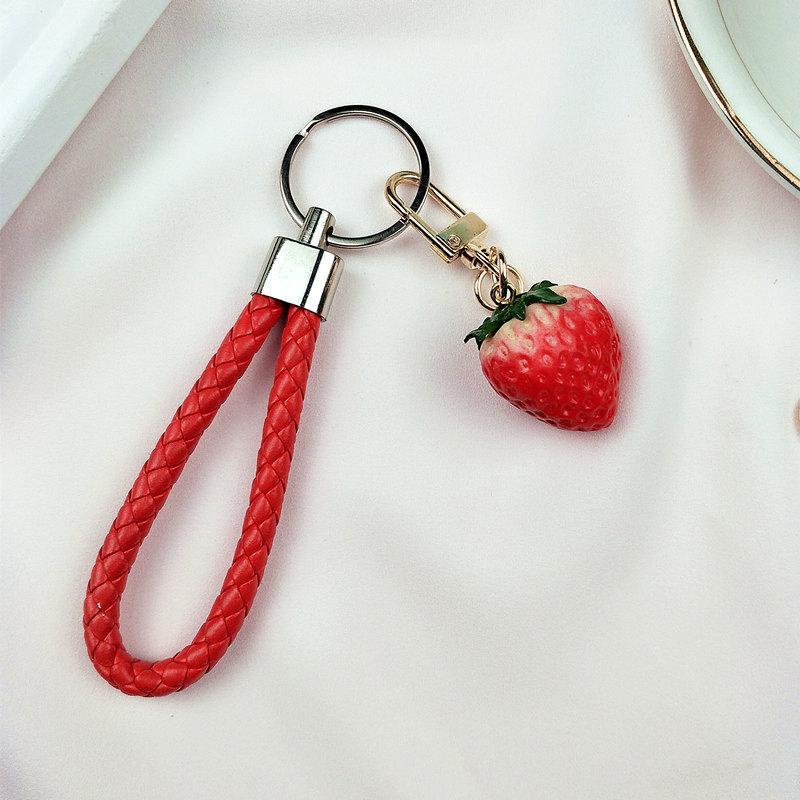 Móc Khóa Mềm Mại Hình Quả Dâu Tây Kiểm Soát Lượng Nhẹ Sáng Tạo Dễ Thương