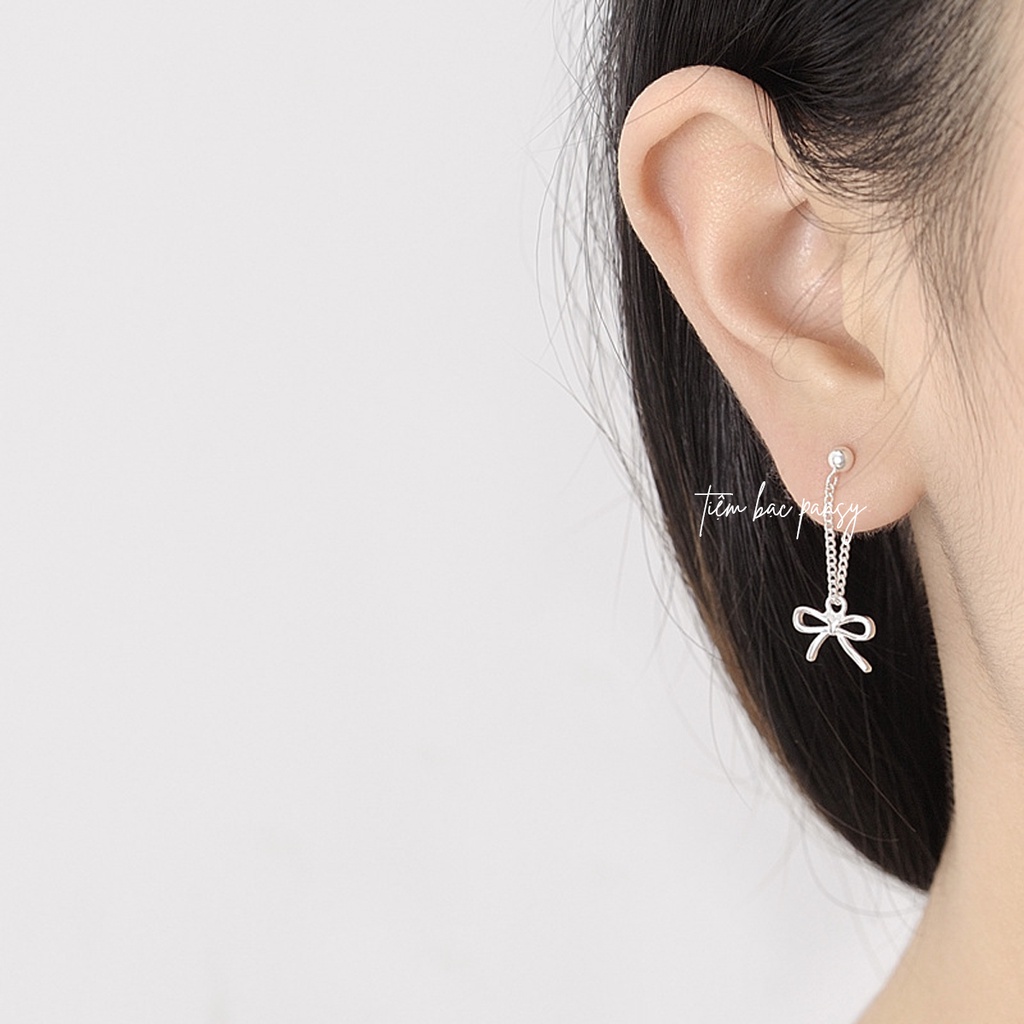 Bông tai tua rua hình nơ PANSY bằng bạc ta - Khuyên tai nữ bạc đẹp cao cấp