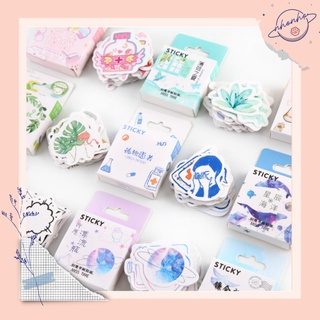 Hộp 46 Sticker nhãn dán HỌA TIẾT CUTE - NHIỀU MẪU trang trí sổ tay nhật kí journal điện thoại DIY