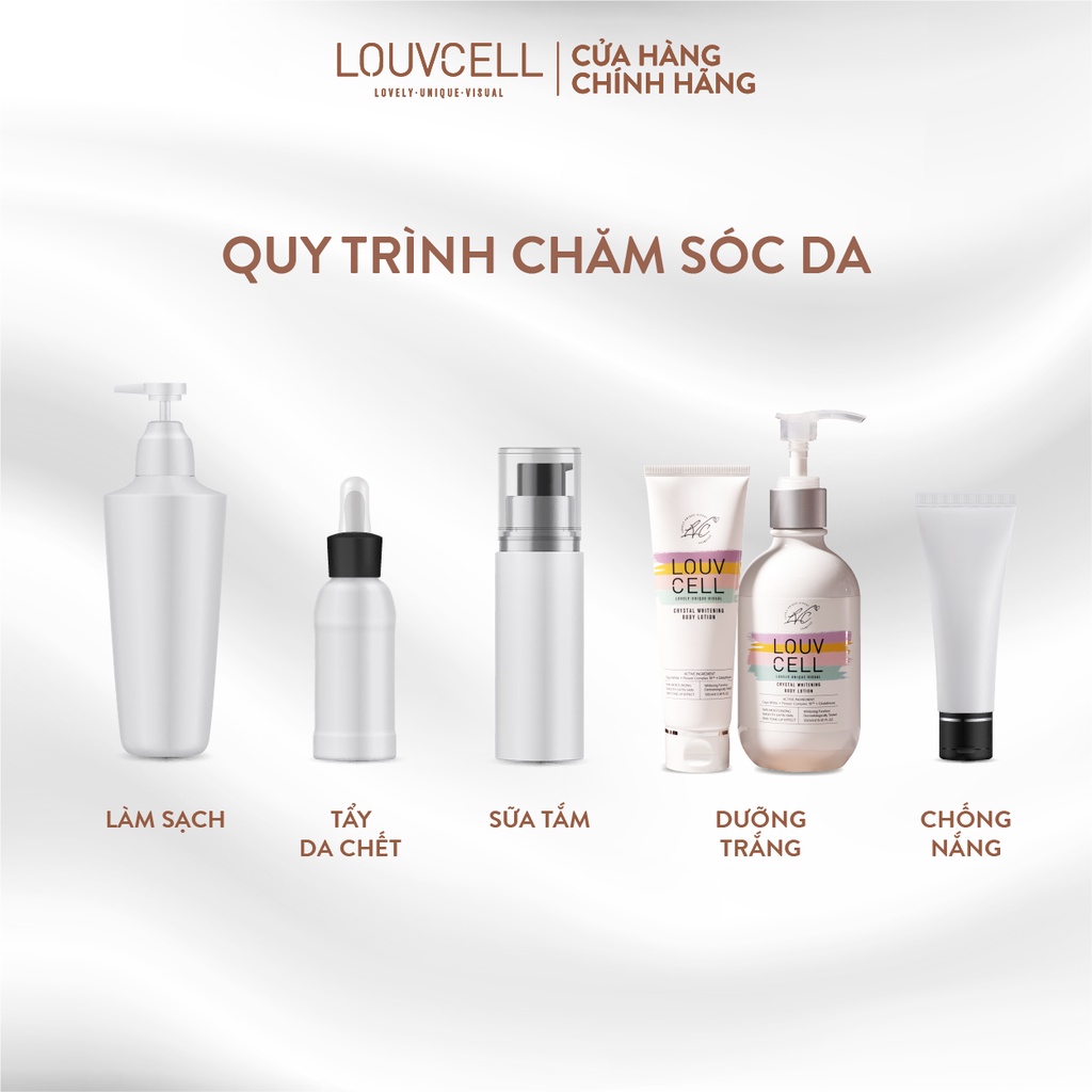 Combo kem dưỡng trắng và cấp ẩm chuyên sâu Louv Cell Crystal Whitening Body Lotion