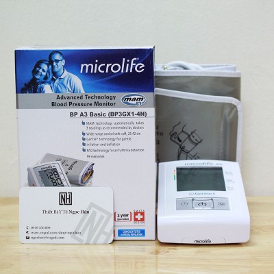 (Tặng bộ đổi nguồn) Máy đo huyết áp điện tử Microliffe BP A3 BASIC bảo hành 5 năm