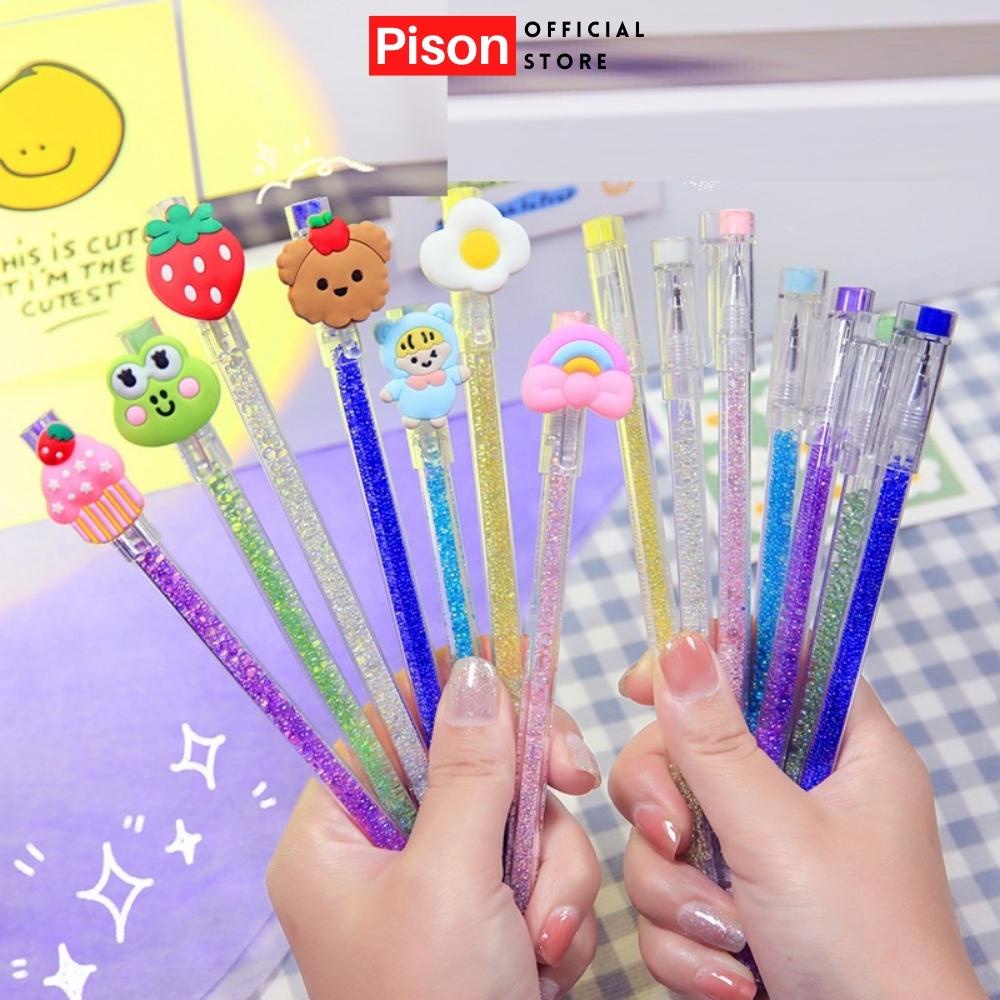 Dao cắt chạm khắc sticker dạng bút có nắp mẫu hạt lấp lánh Pison dụng cụ cắt băng keo washi nhỏ gọn