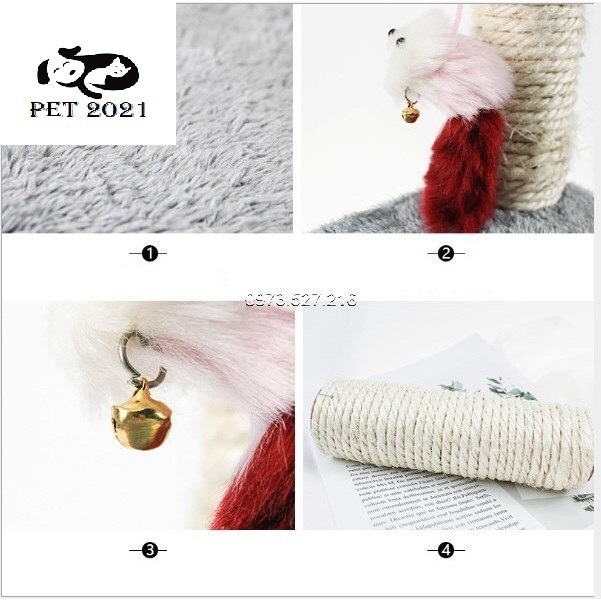 Cây Cào Móng 3 Tầng - Trụ Cào Móng 3 Tầng Cho Mèo Có Đệm Nằm Kèm Đồ Chơi - PET 2021