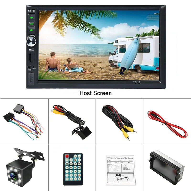 Màn Hình ô tô Cảm ứng 7 Inch Nghe Nhạc, Xem Phim Trên Ô Tô 7012B Tặng Kèm Camera Lùi 4 LED