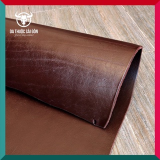 Da trâu thuộc dày 4.2 mm mặt tự nhiên làm thắt lưng màu nâu chocolate - Chính hãng thương hiệu Da Thuộc Sài Gòn