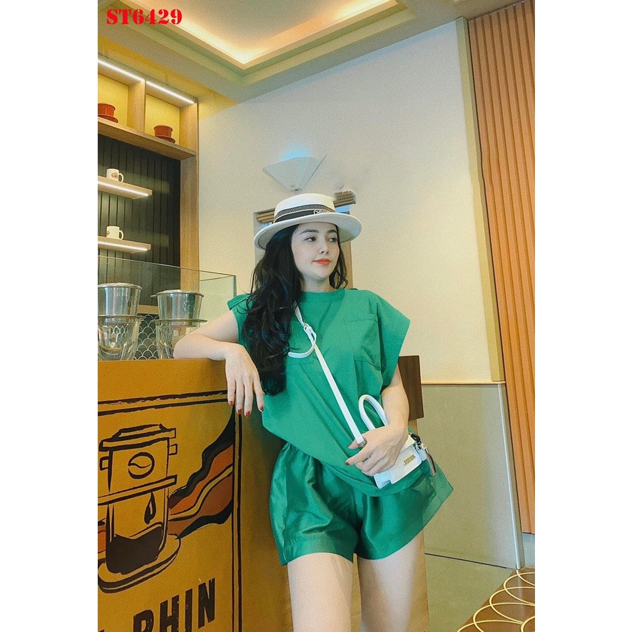 ✨BÁN SỈ✨Set xanh quần quần tafta kèm áo phông tay hến