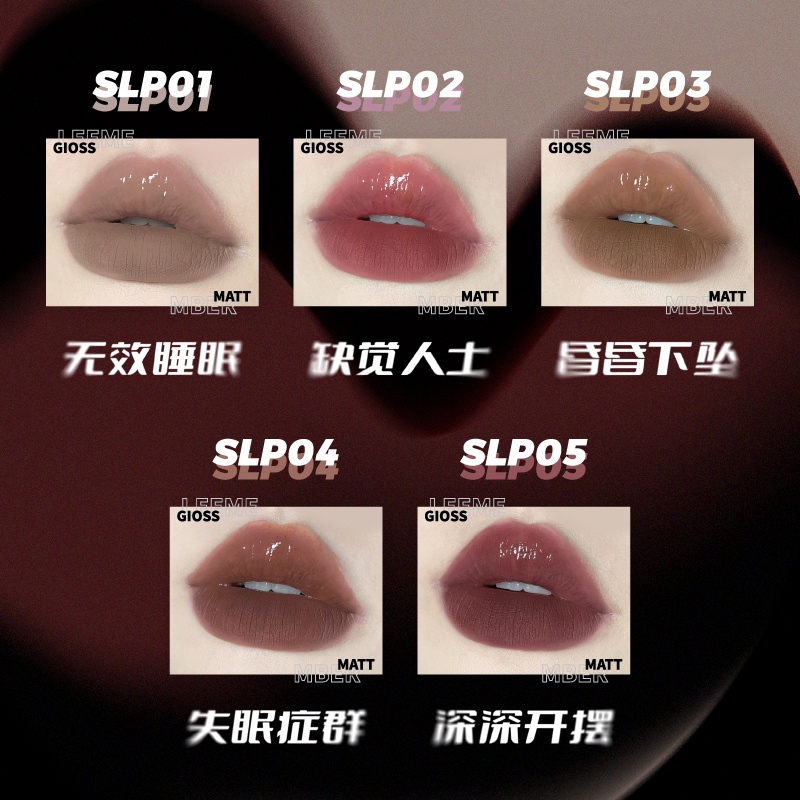 Leemember son 2 đầu slp02 Son Kem Lì Hai Đầu Hiệu Ứng Gương Dưỡng Ẩm Mềm Mịn Trang Điểm Mùa Đông Hiệu