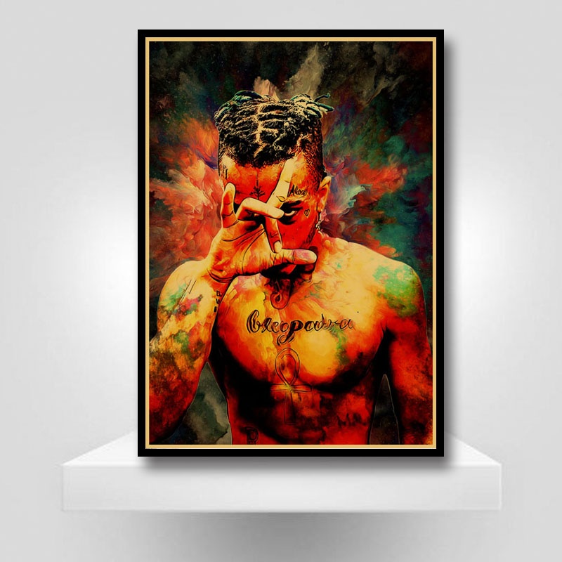 Xxxtentacion poster Giấy kraft Treo Tường In Hình rapper rapper Trang Trí Phòng Ngủ / Quán Cà Phê