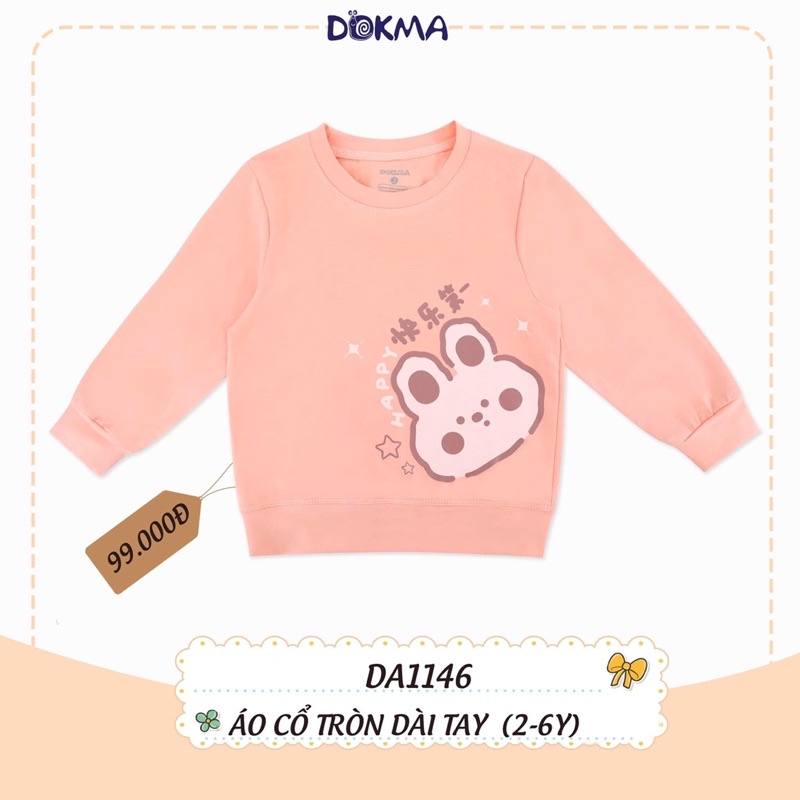 Áo cổ tròn dài tay bé gái Dokma