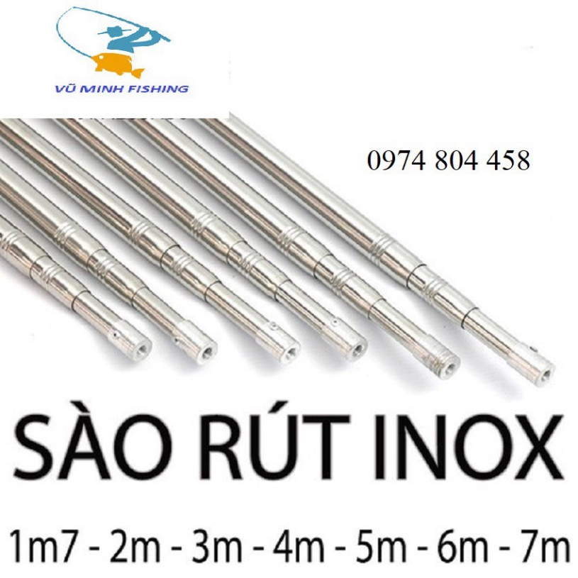 Sào Rút Inox Đa Năng. Sào Inox Bẫy Chim Dài 1m5-1m7-2m1-2m5-3m0-4m-5m-6m-7m - siêu giảm giá