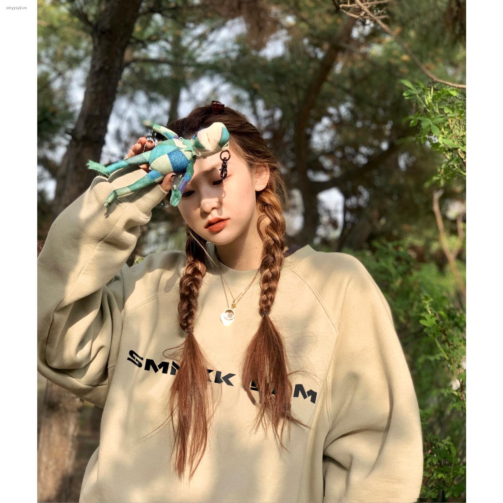 ☽☑▫Round neck sweater women s tide ins spring and autumn thin long-sleeved loose wild street original printing youth jacket ins