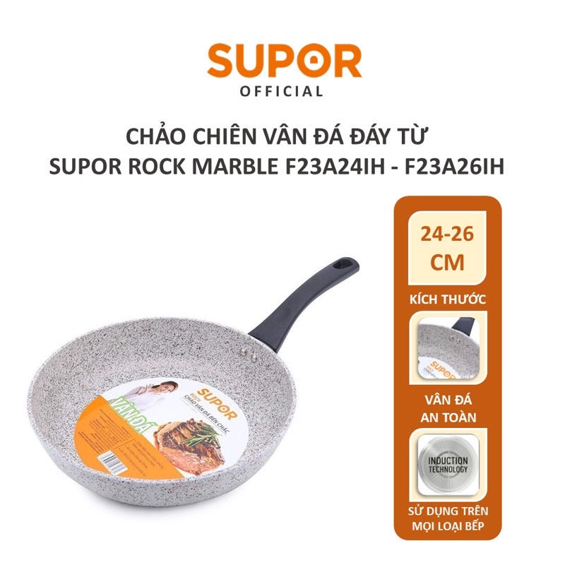 Chảo chiên vân đá Supor Rock Marble 24cm, 26cm