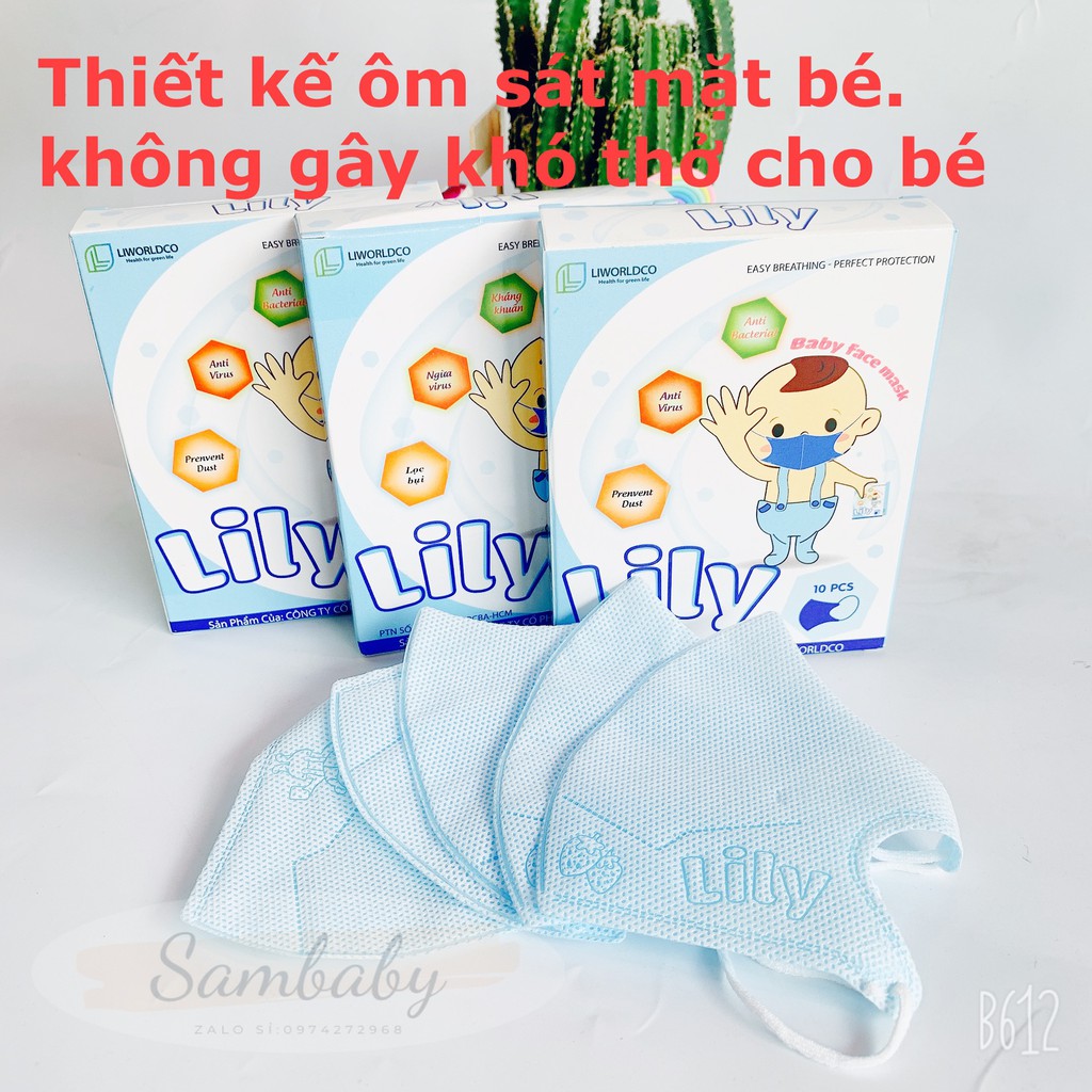 Khẩu Trang Y tế LILY Cho Bé Hộp 10 Cái Siêu Mềm Kháng Khuẩn,Chống Bụi Hộp 10 Cái-CHÍNH HÃNG