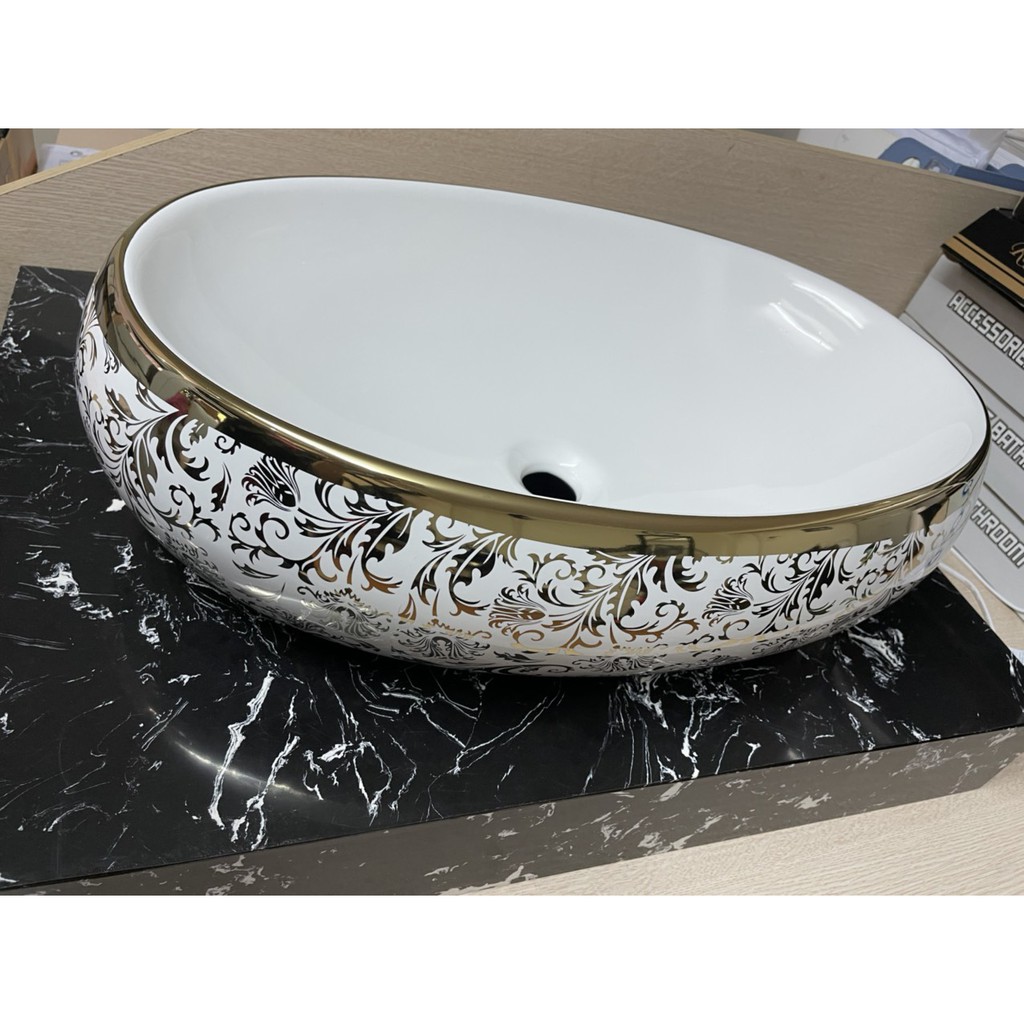 Chậu Elip hoa văn mai vàng | BigBuy360 - bigbuy360.vn