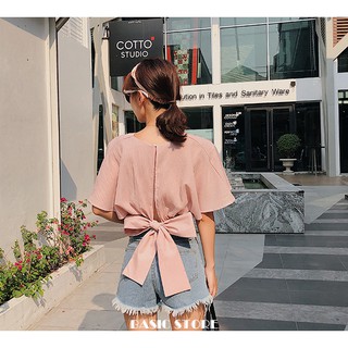Áo crop top buộc nơ sau 2019