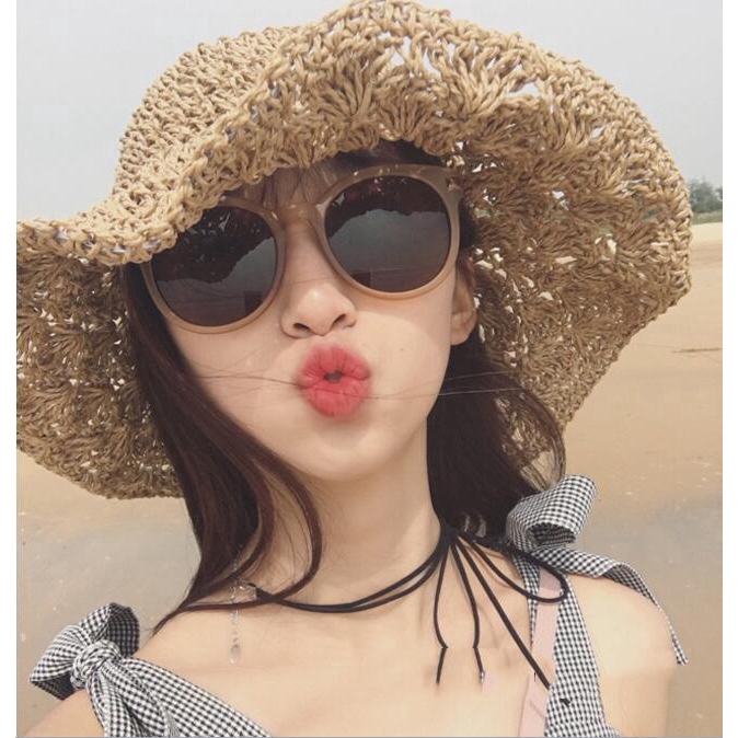 Kính mát gọng phối kim loại dạng tròn thời trang Hàn Quốc cho nam nữ