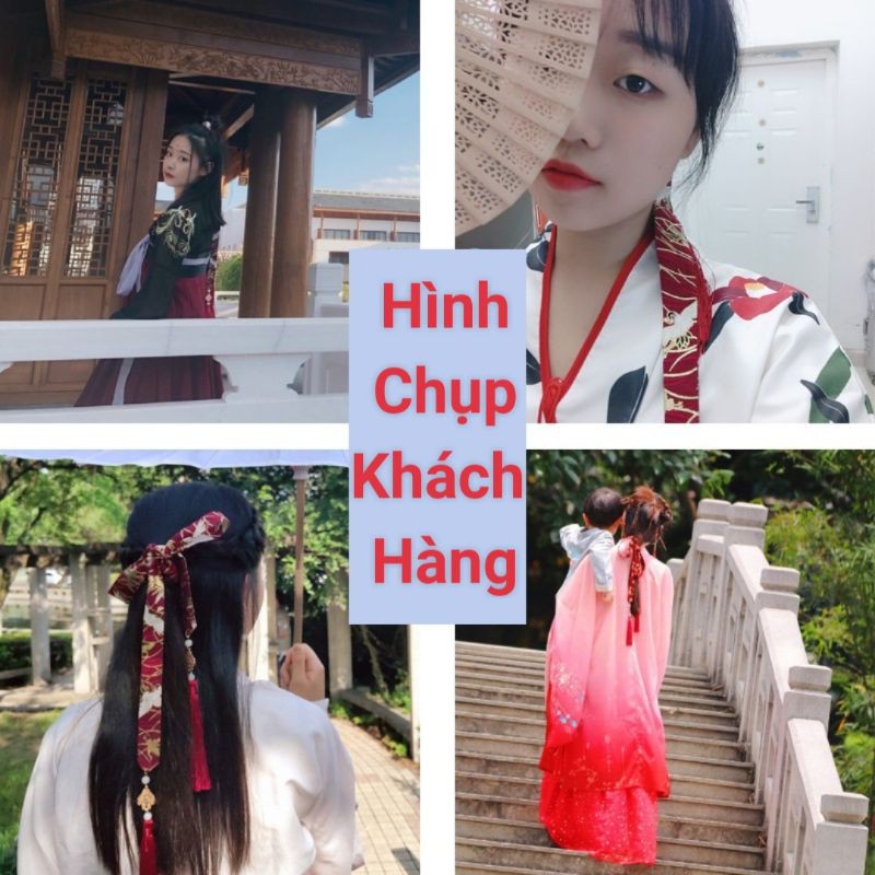 Dây buộc tóc các kiểu cổ trang hán phục hoạ tiết hoa văn kèm dây tô