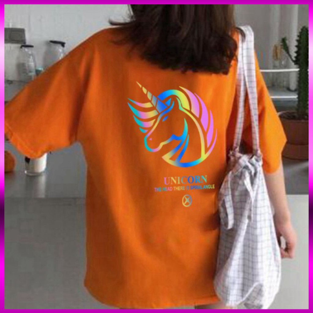 (Giảm Giá Mạnh) Áo thun phản quang nam, nữ form rộng in hình kỳ lân