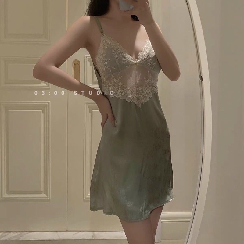 Sẵn sỉ Váy ngủ hai dây lụa satin sexy cao cấp Đầm mặc nhà gợi cảm quyến rũ có tặng kèm chip SP439