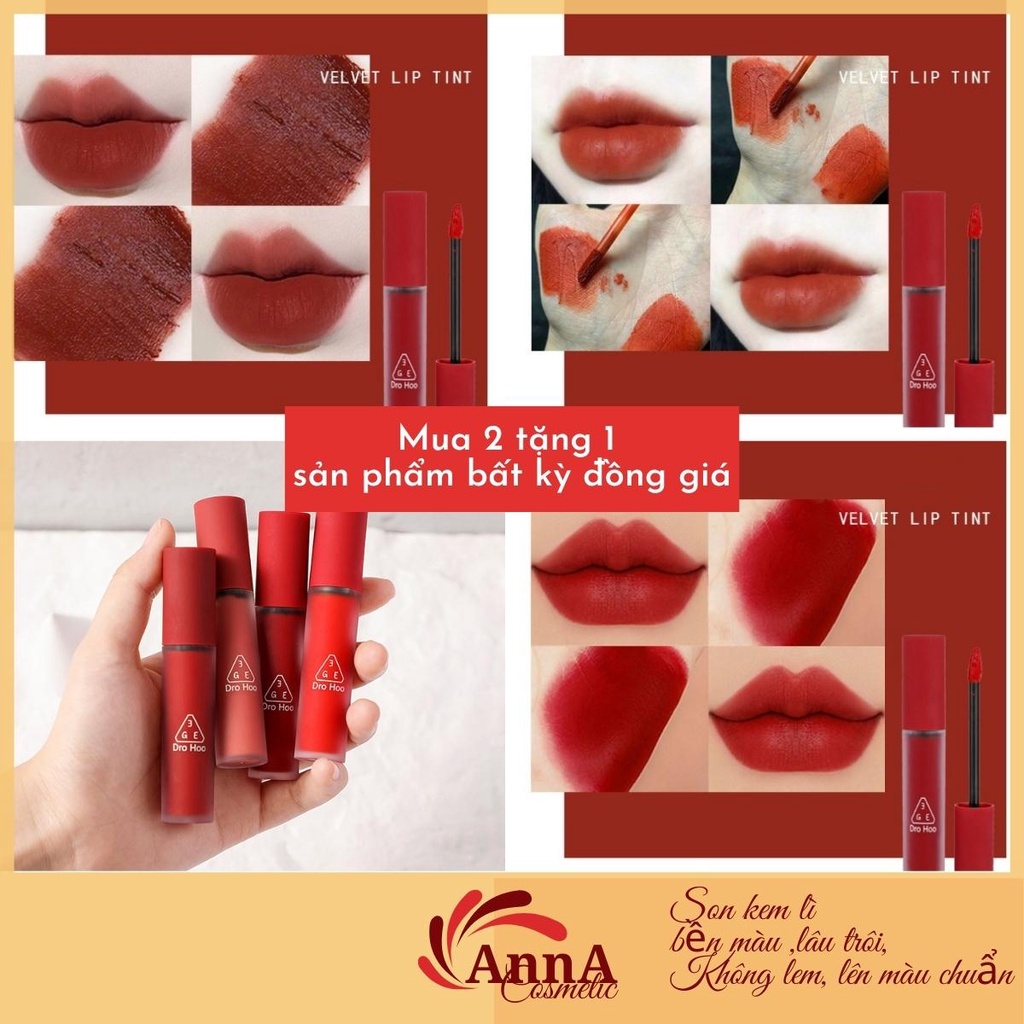 Son Kem Lì 3GE Vevet Lip Tint Drohoo Kết Cấu Mịn Lì Mềm Mượt Chống Dính Cốc Nội Địa Trung  Mẫu Mới 5g –AnnA.4.0.Cosmetic