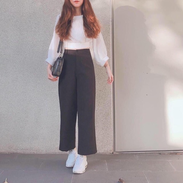 [ Mã FAMAYWA2 giảm 10K đơn 50K] Sét bộ cát hàn phối vol áo cổ rộng hở bụng