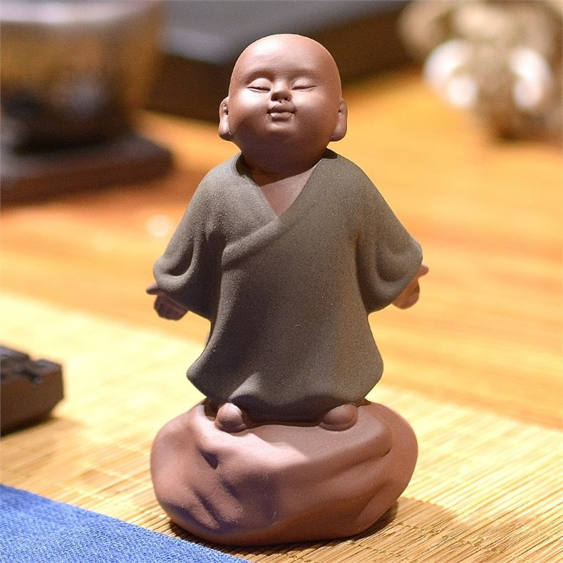 Tượng Chú Tiểu Đón Nắng Gốm Màu