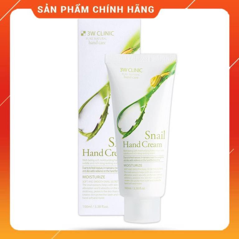 CHÍNH HÃNG  Kem Dưỡng Da Tay Ốc Sên 3W Clinic Snail Hand Cream 100ml