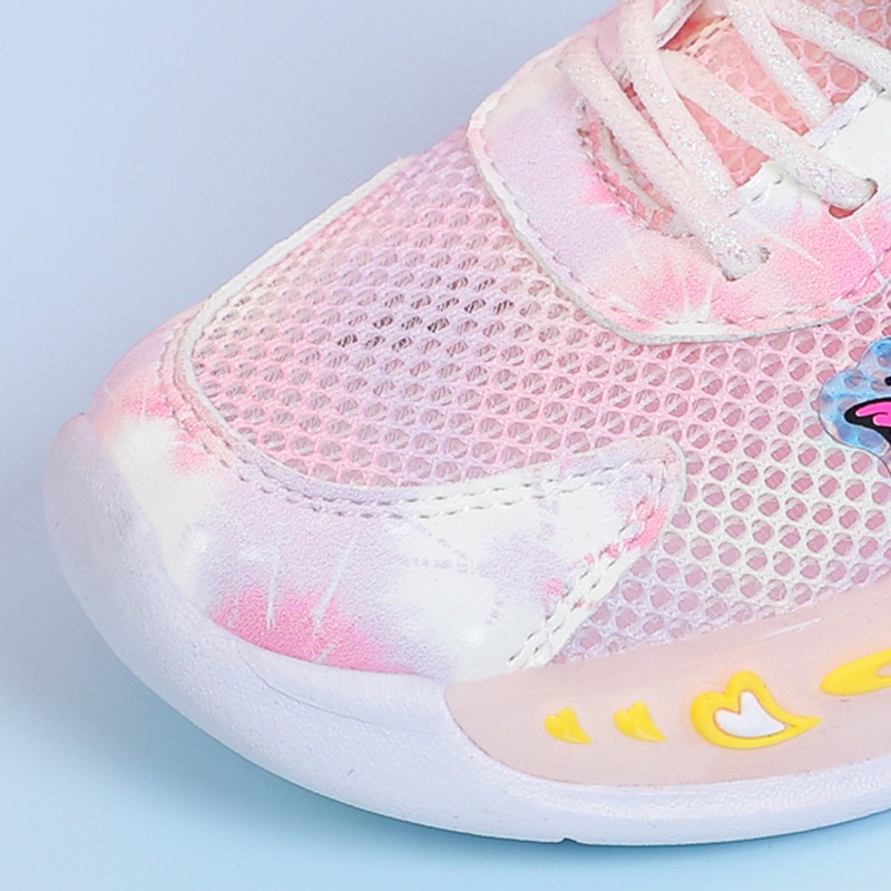 Giày thể thao bé gái đi học, giày bé gái hình công chúa lưới thông thoáng chân, đế siêu nhẹ và êm