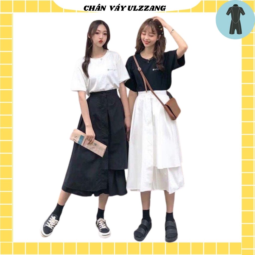 Chân váy vintage dài ulzzang xẻ tà , MS : 4 , vải voan 2 lớp dạng dài tiểu thư