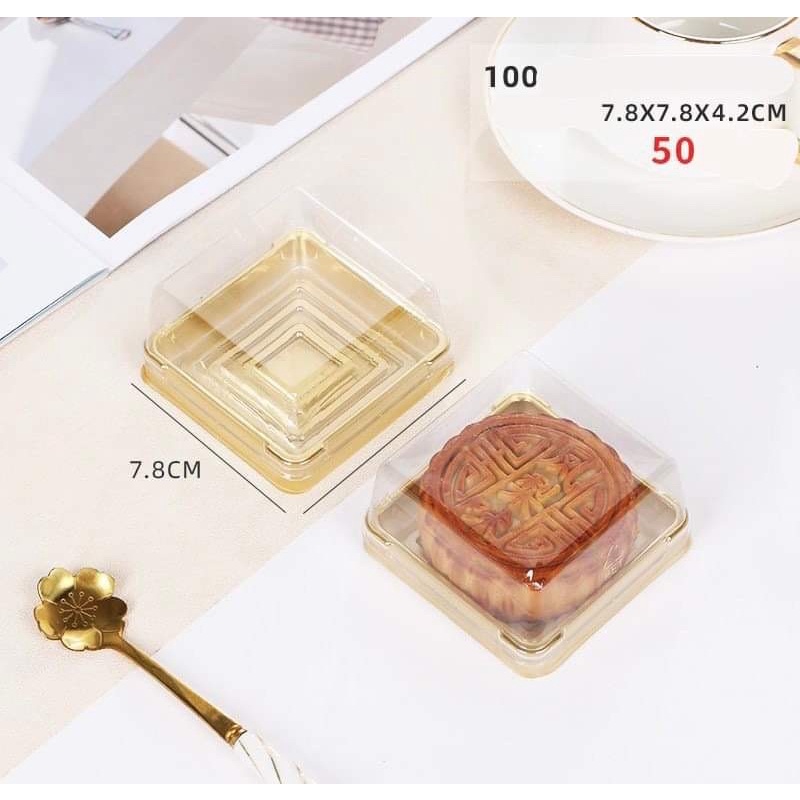 Hộp nhựa vuông đựng bánh Trung Thu 50g/80g/100g