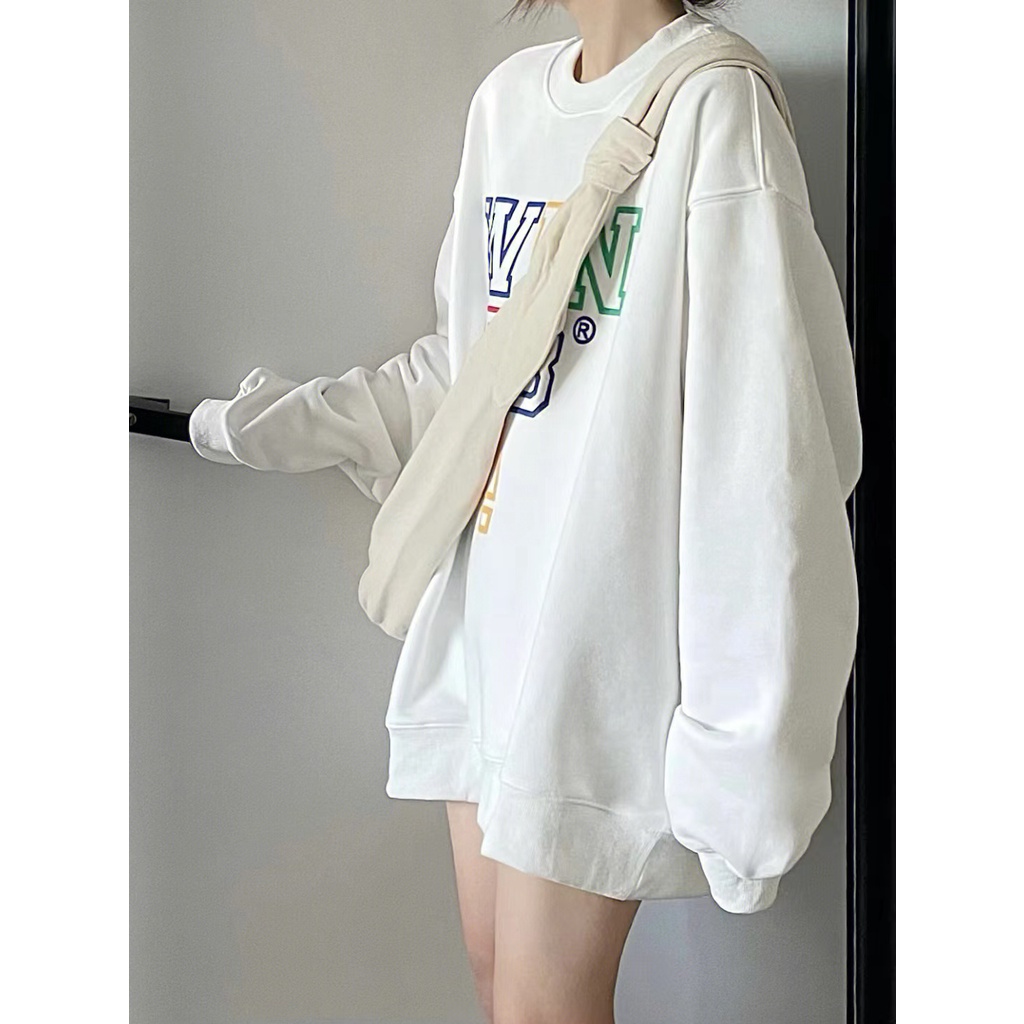 NRVP Áo Nỉ Dài Tay Oversize Phong Cách Hàn Quốc Mới Cho Nam Nữ
