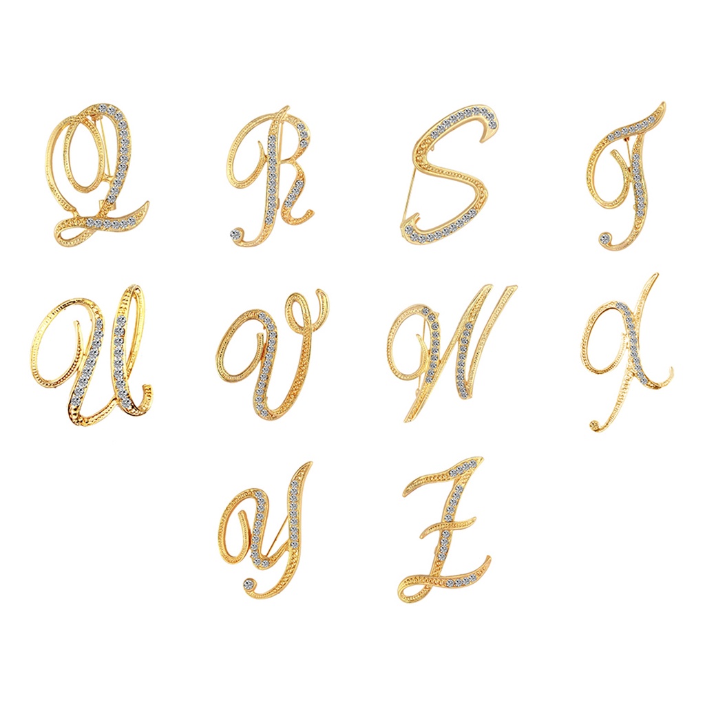 Ghim cài áo hình chữ cái A-Z đính đá quý nhân tạo thời trang