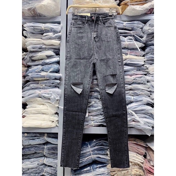 Quần Jeans Loang Màu Rách Gối ⚡️ Ôm Đùi Chất Co Giãn Tôn Dáng Siêu Đẹp