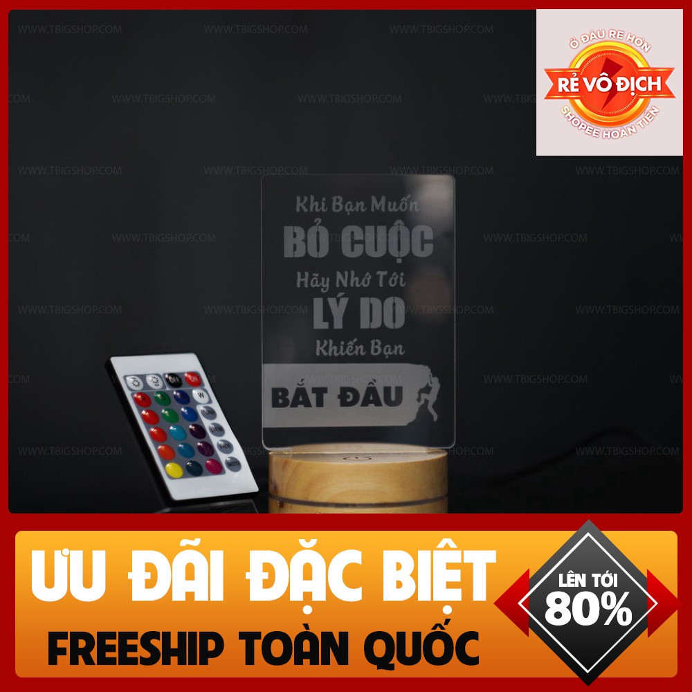 Quà tặng sinh nhật (đèn ngủ led để bàn)   [Khi bạn muốn bỏ cuộc hãy nhớ tới lý do khiến bạn bắt đầu]   khắc laser 3d