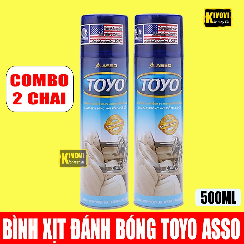 Chai Xịt Bóng Xe Máy TOYO ASSO 500ML - Bình Xịt Nhựa Nhám - Bình Xịt Bóng Da Và Nội Thất Otô - Kivovi