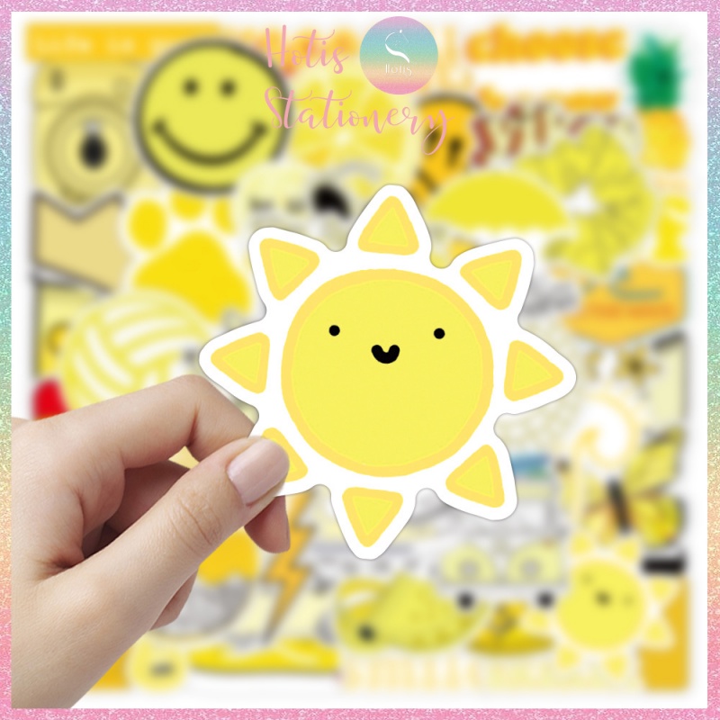 [HOTIS] 8 MẪU - Set 50 Sticker 5 - 8cm, nhãn dán cán màng phim PVC không thấm nước, dán được nhiều lần