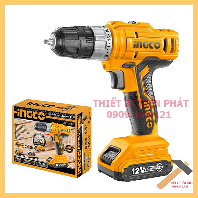 Máy Khoan Hãng INGCO Dùng Pin Lithum 12V, Mã: CDLI1211, Có Đèn Led Hiển Thị Dung Lượng PIN Cao Cấp (Chính Hãng).