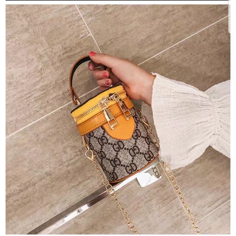 Túi Xách Cặp Lồng, Túi Đeo Chéo Mini Hình Trụ Cho Bé Siêu Sang