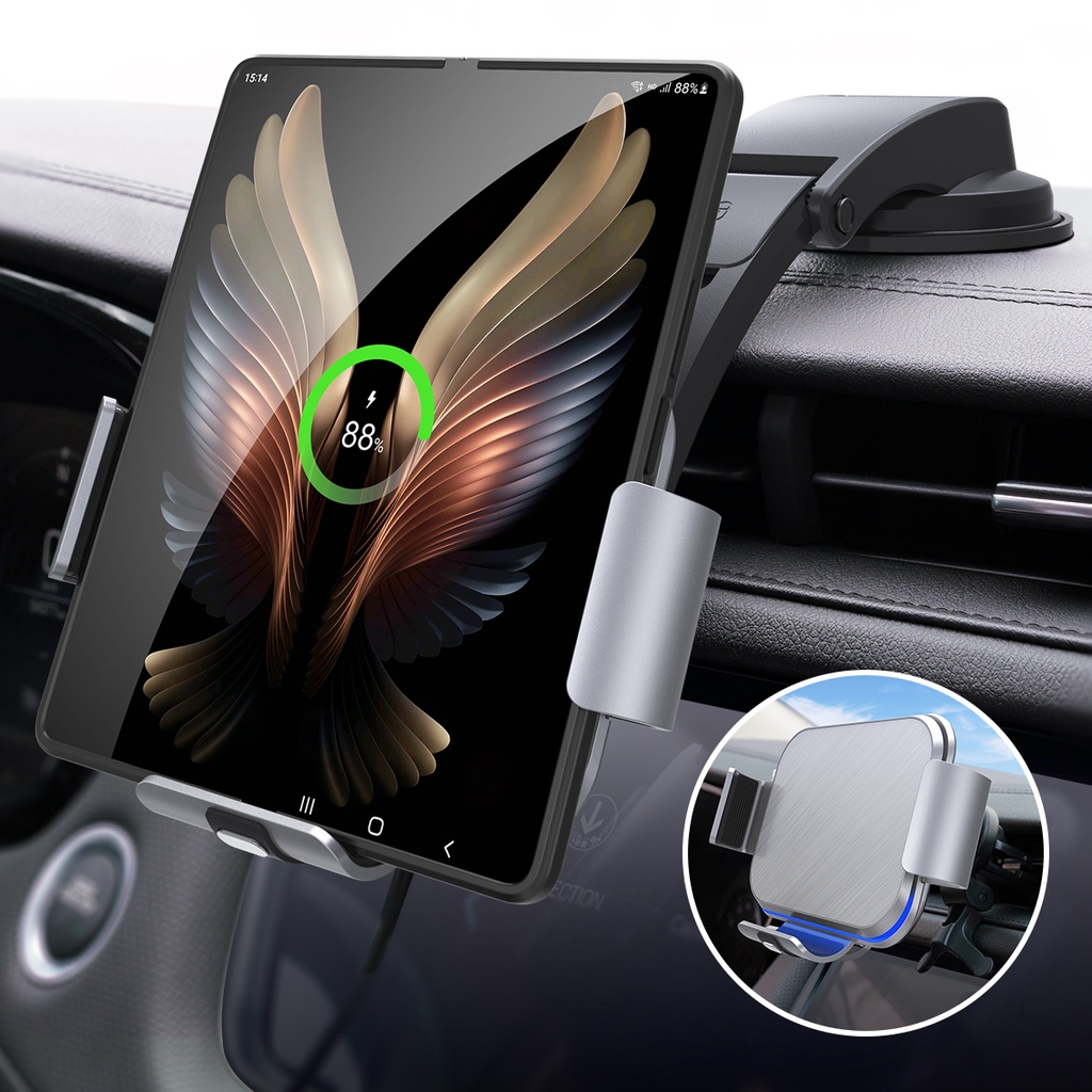 Đế Sạc Điện Thoại 30W Qi Gắn Xe Hơi Cho Samsung Galaxy Z Fold 4 / 3 / 13 Pro Max / 11 / 12 Series / Google Pixel 6 / S22 Ultra / S21