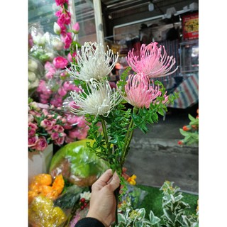 Cành Cúc giả - Cúc Tiểu Thư 1 cành 2 bông, cao 42cm, có 2 màu : trắng, hồng - Trang trí lọ hoa